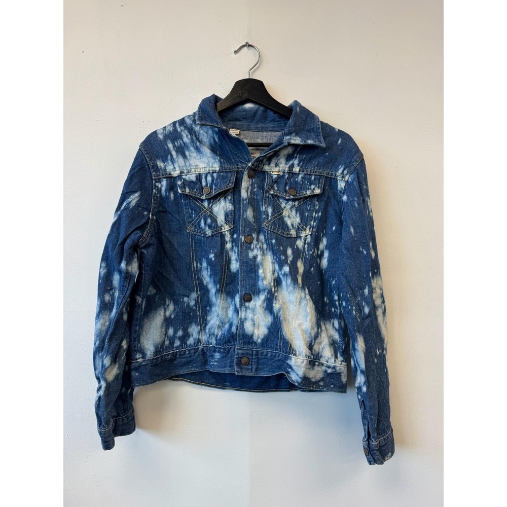 Vintage Big Yank‎ Jacket Mens Medium Blue Denim Trucker Western Bleach Dye 70s